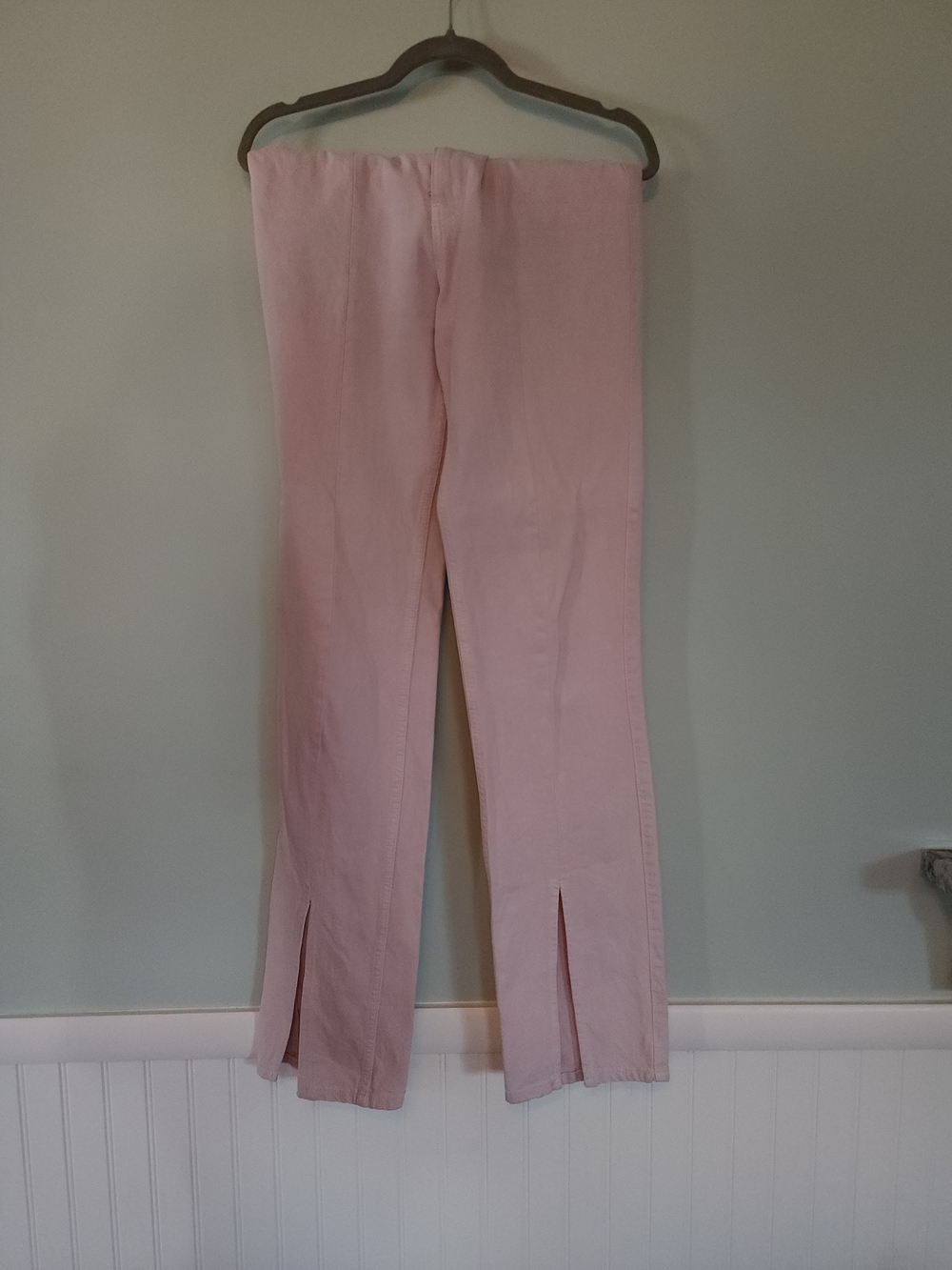 Zara Light Pink Wide Leg Slit Jeans